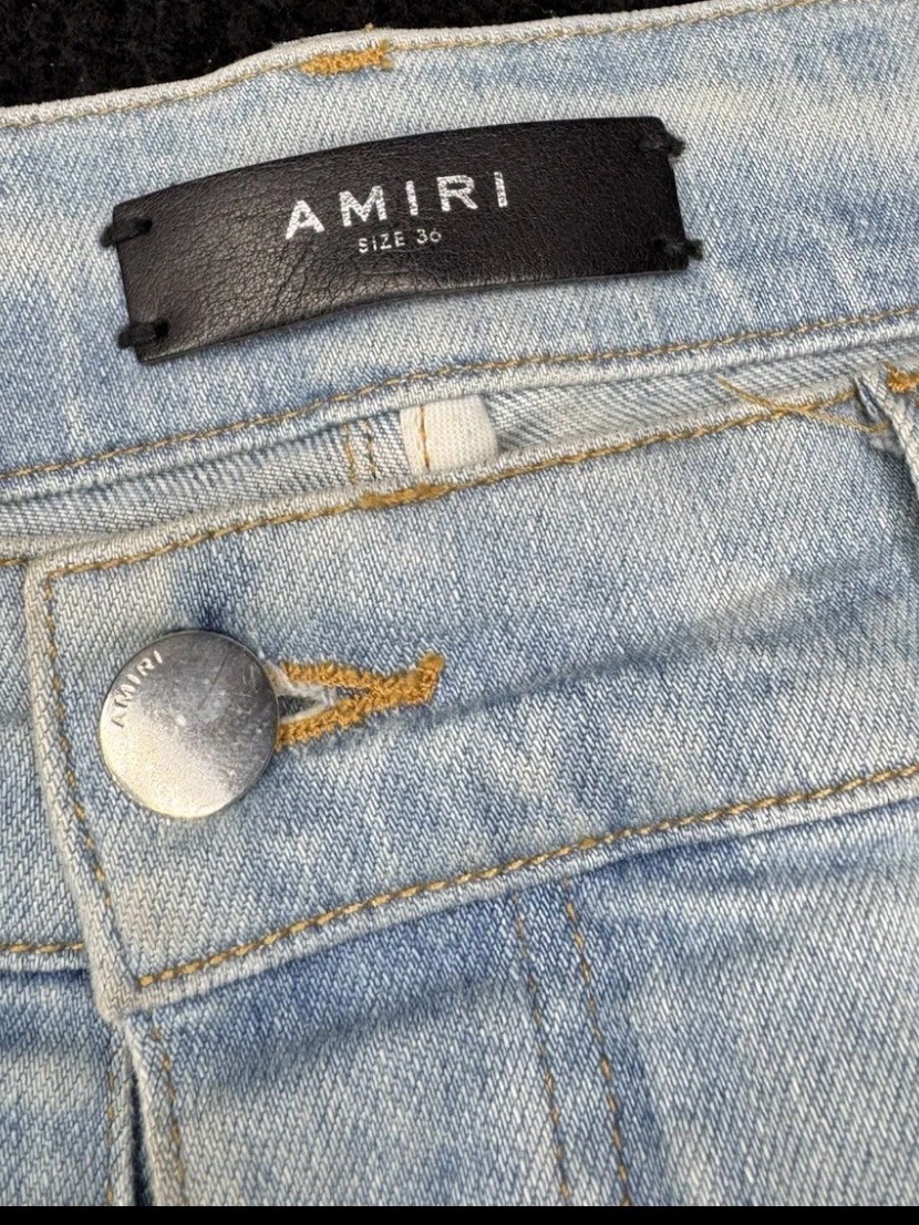 Amiri Trashed Light Wash Mens Denim Jeans -